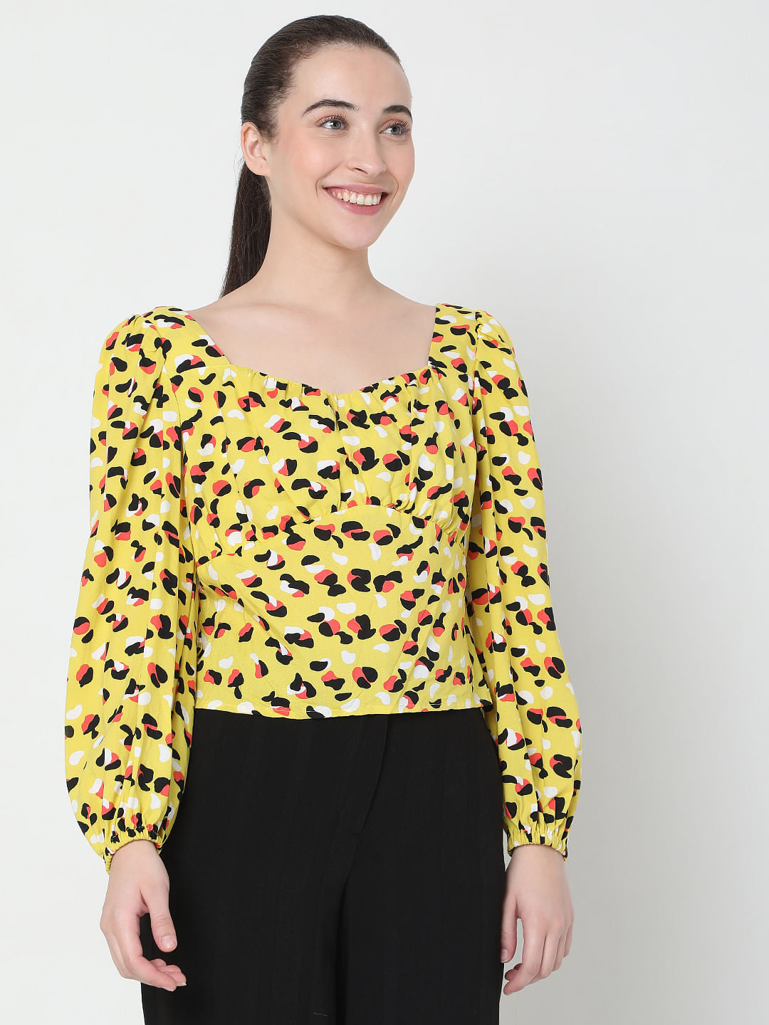 Yellow All Over Print Top