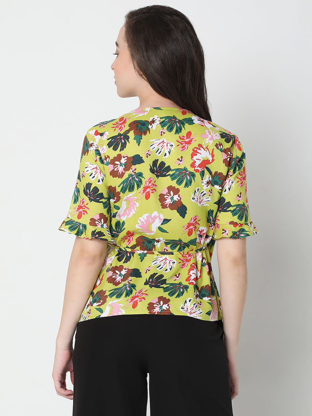 Green Floral Print Top
