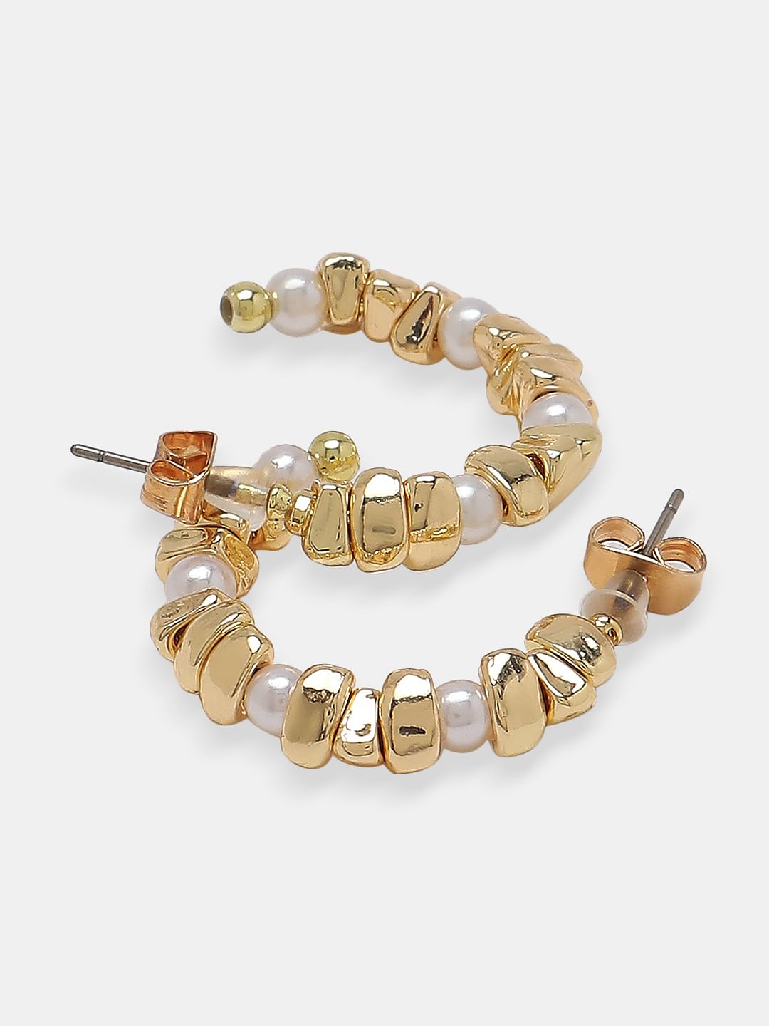 Golden Pearl Detail Hoops