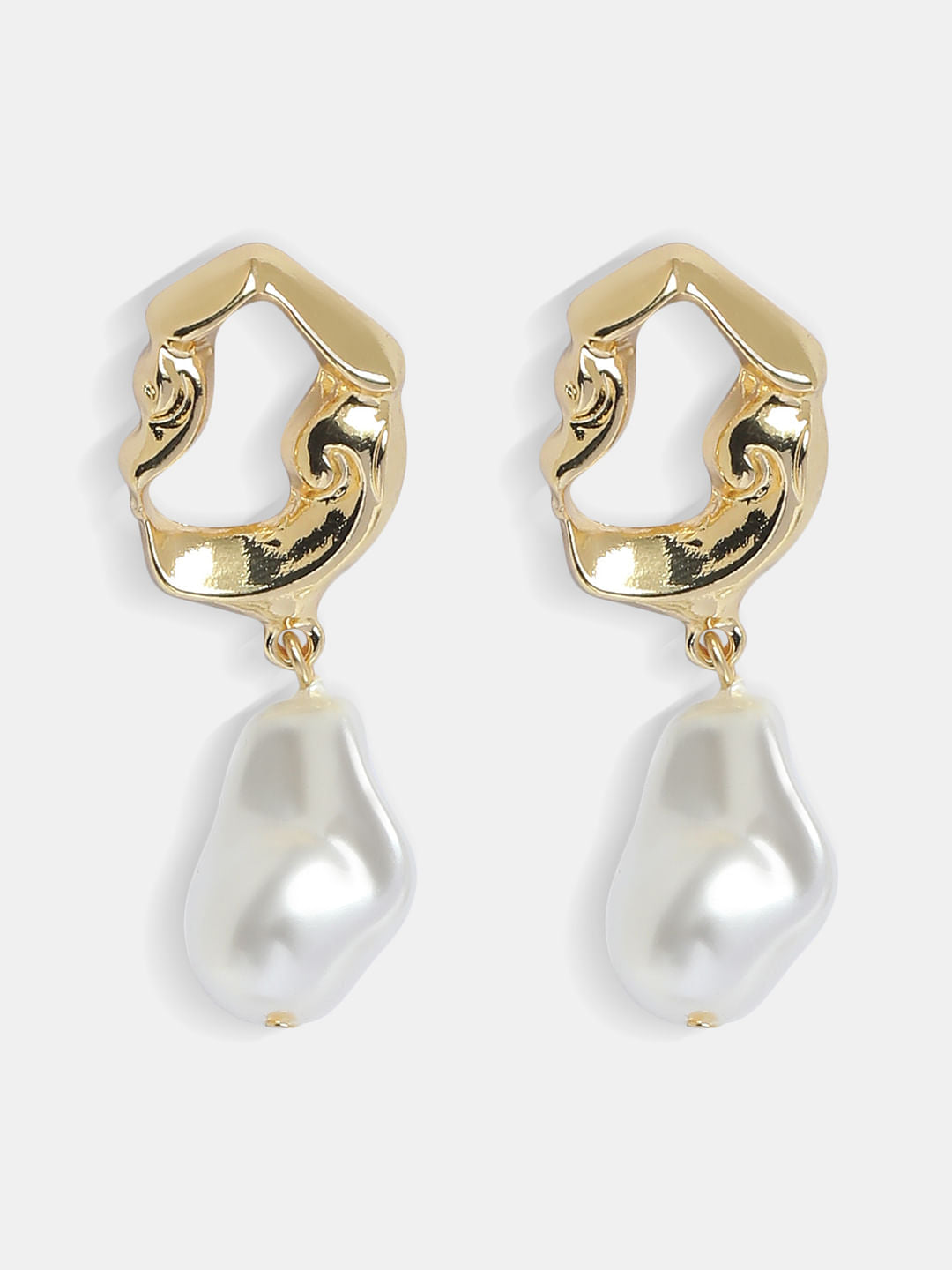 Gold Pearl Drop Earrings
