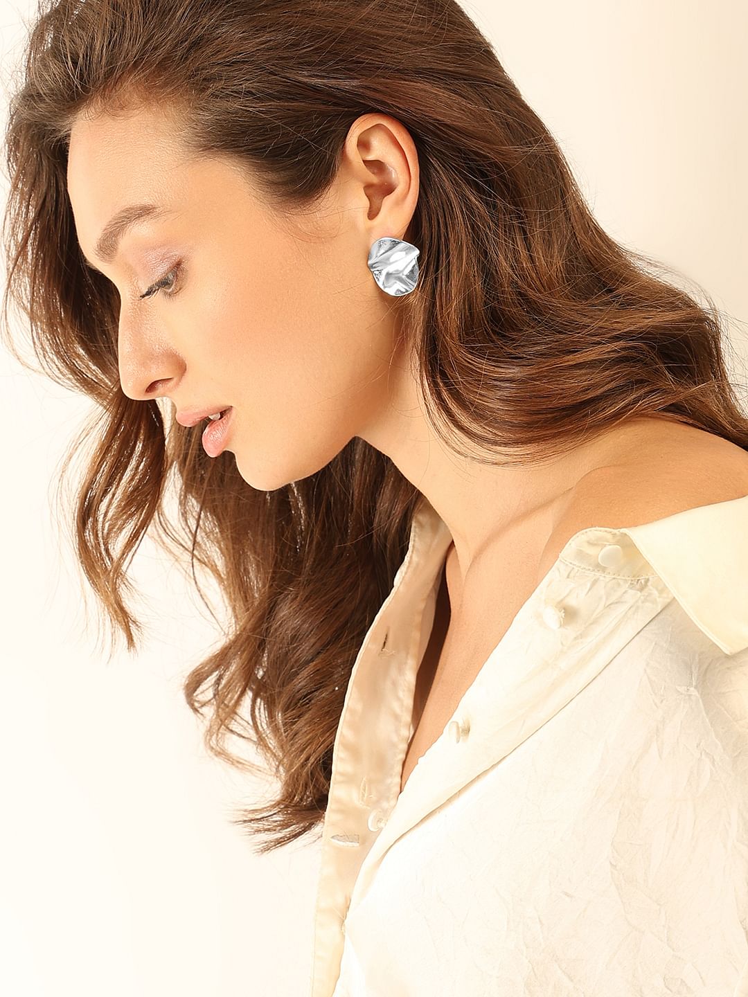 Pack Of 2 Round Plate Earrings - Gold & Silver