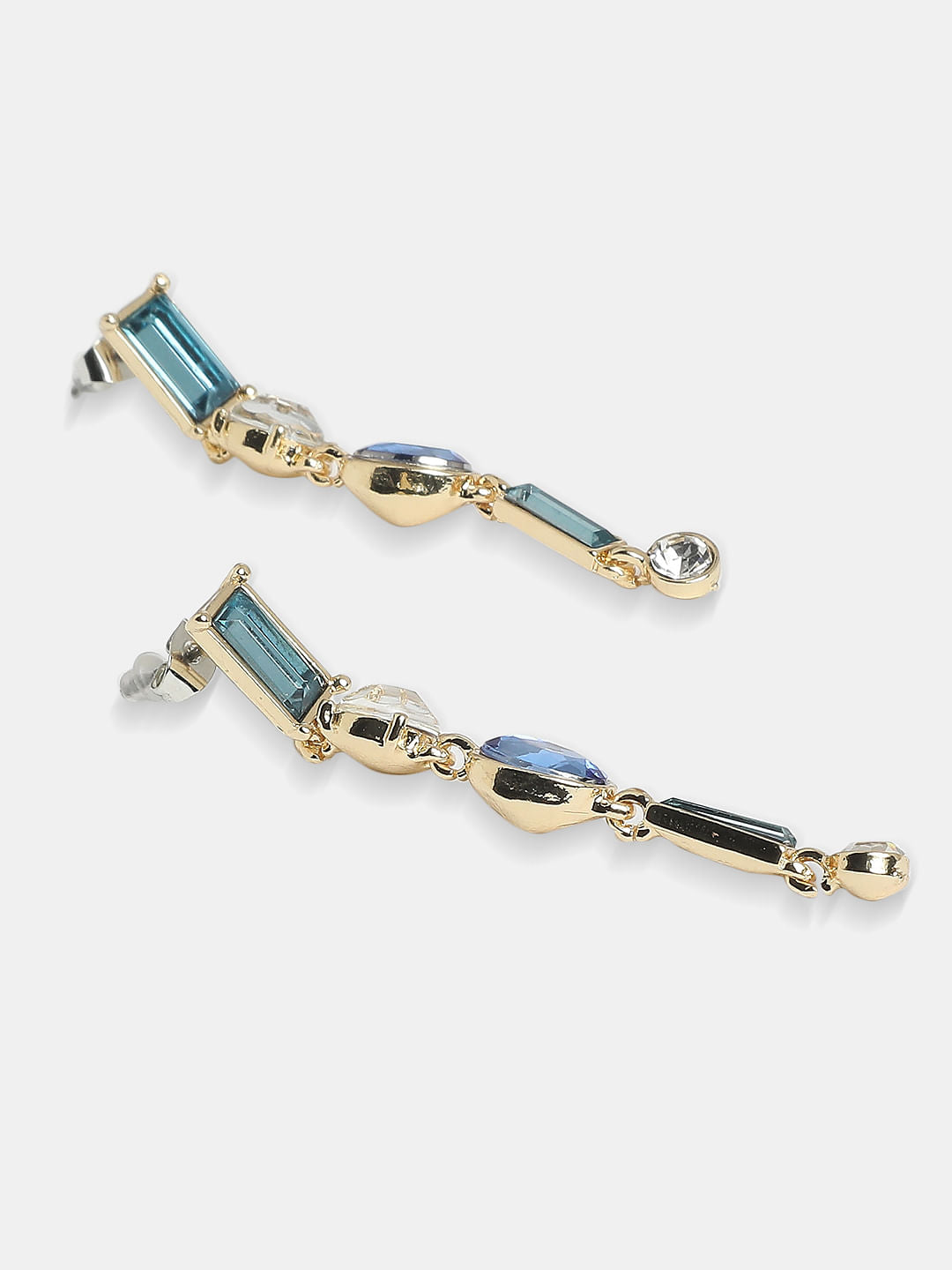 Blue Gemstone Long Drop Earrings