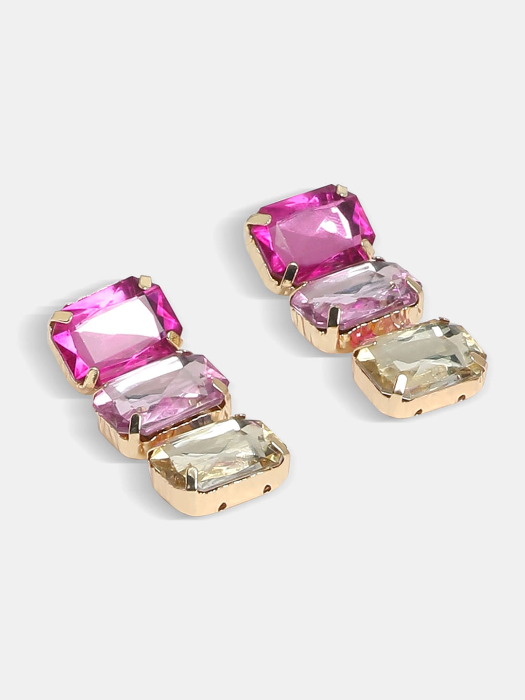 Pink Rhinestone Dangler Earrings