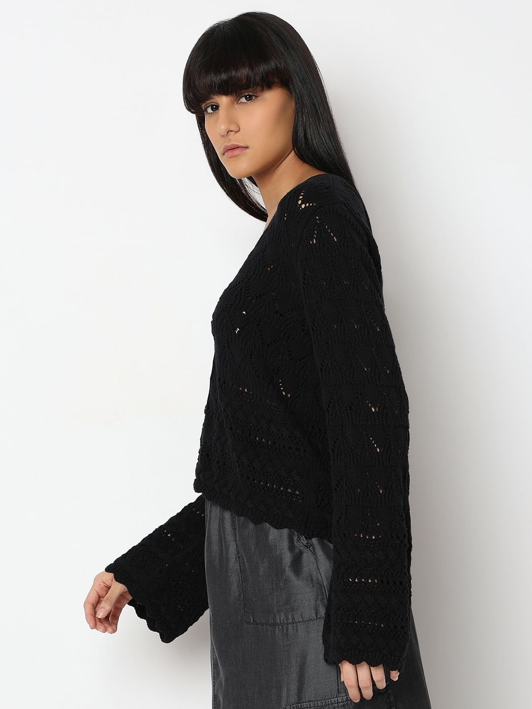 Black Pointelle Cardigan