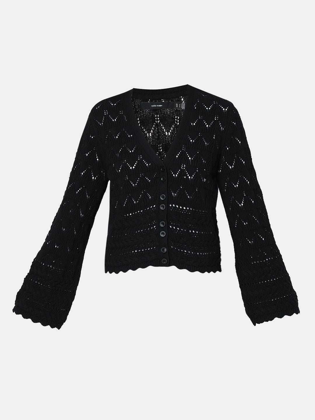 Black Pointelle Cardigan