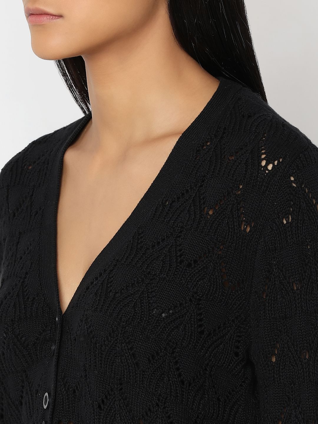 Black Pointelle Cardigan