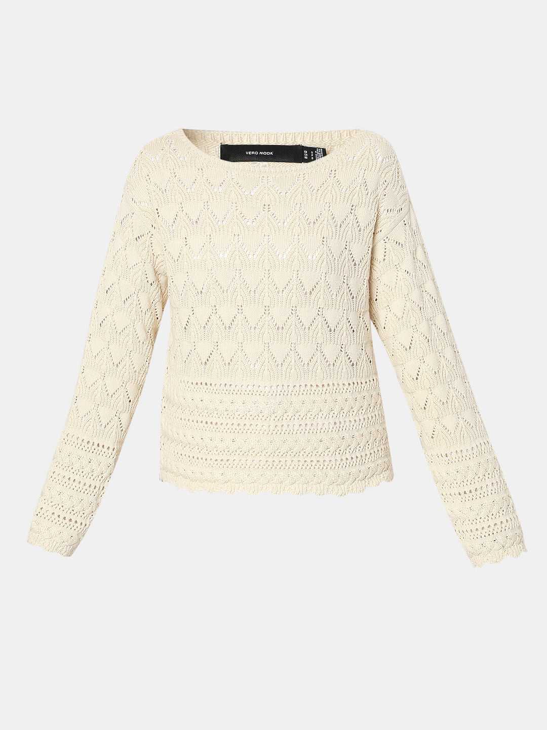 Beige Boatneck Pullover