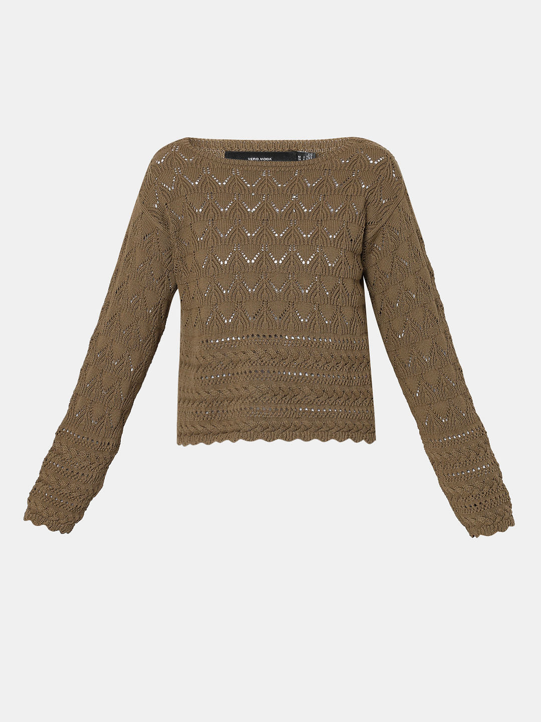 Brown Boatneck Pullover