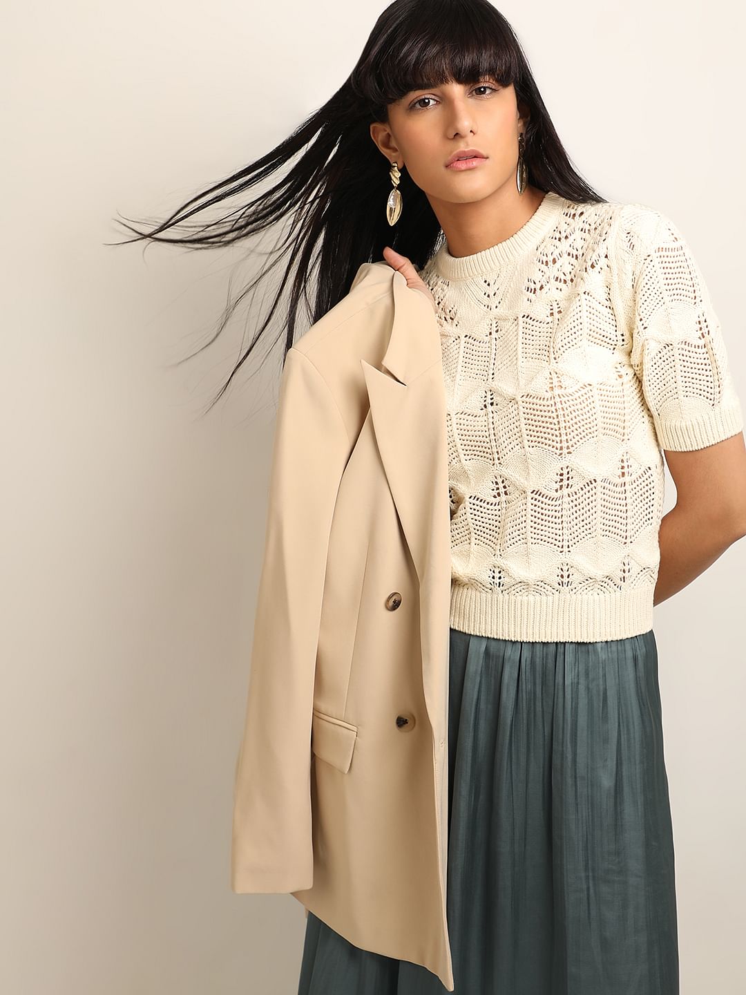 Off-White Jacquard Knit Pullover