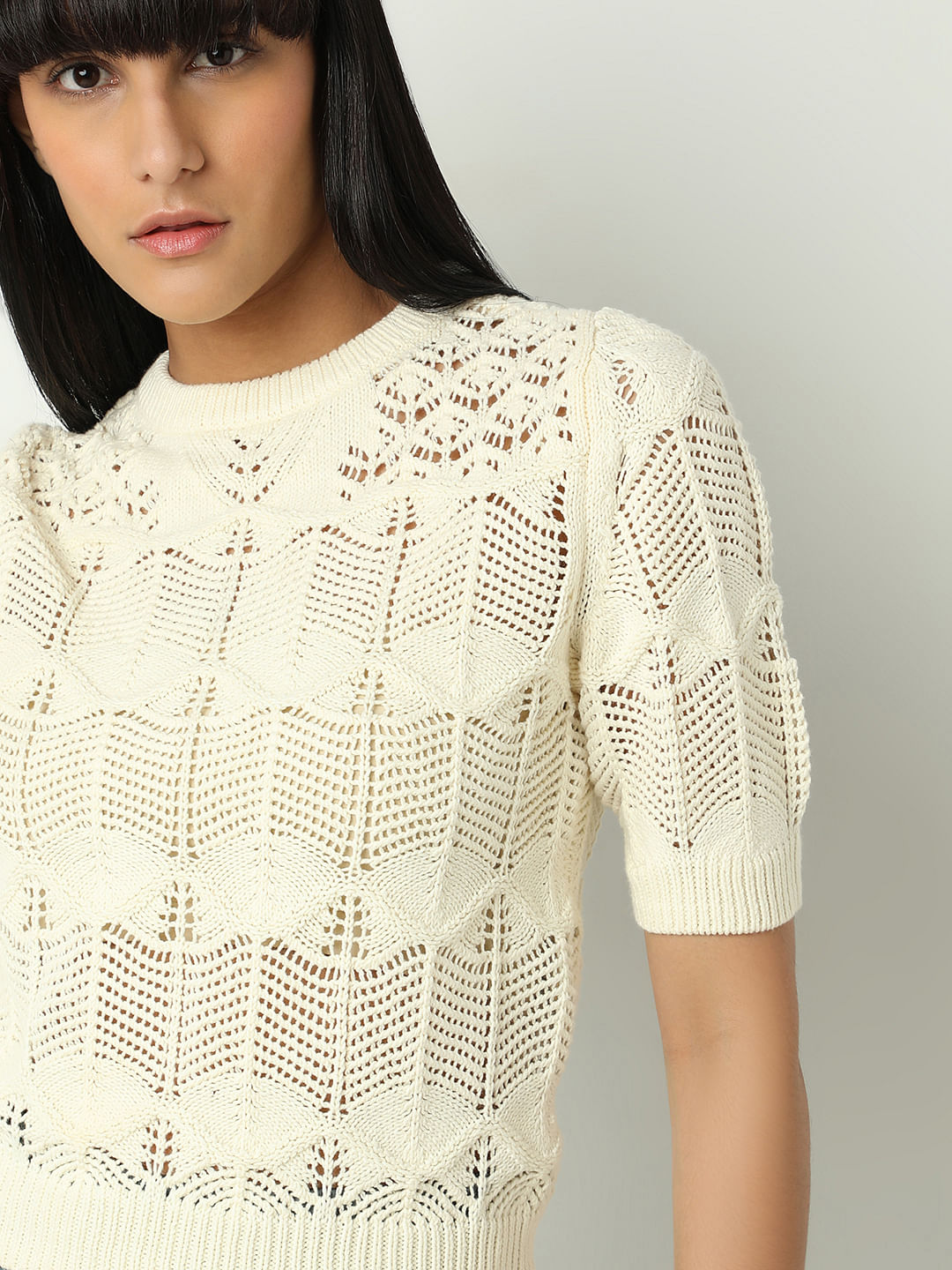 Off-White Jacquard Knit Pullover