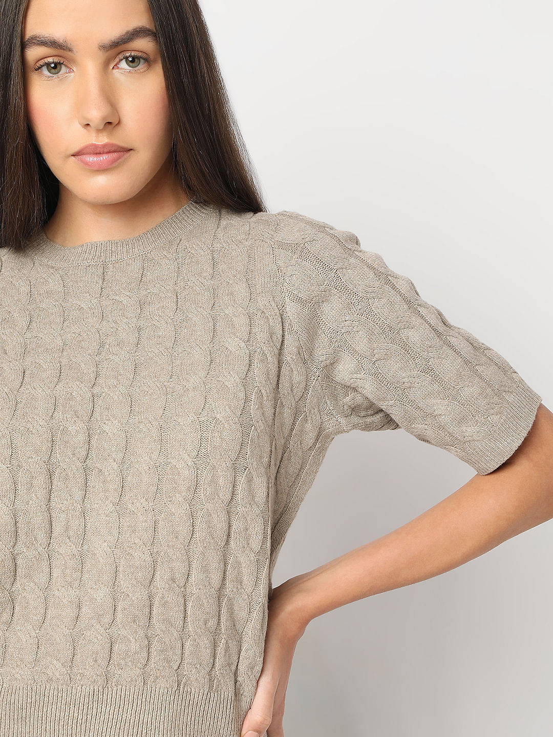 Beige Recycled Polyester Pullover