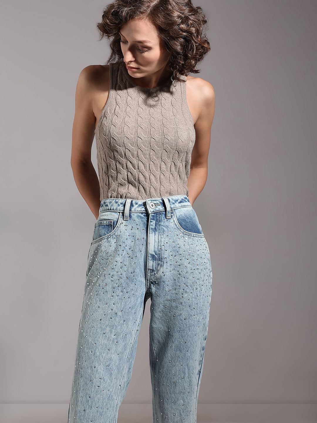 Beige Recycled Polyester Tank Top