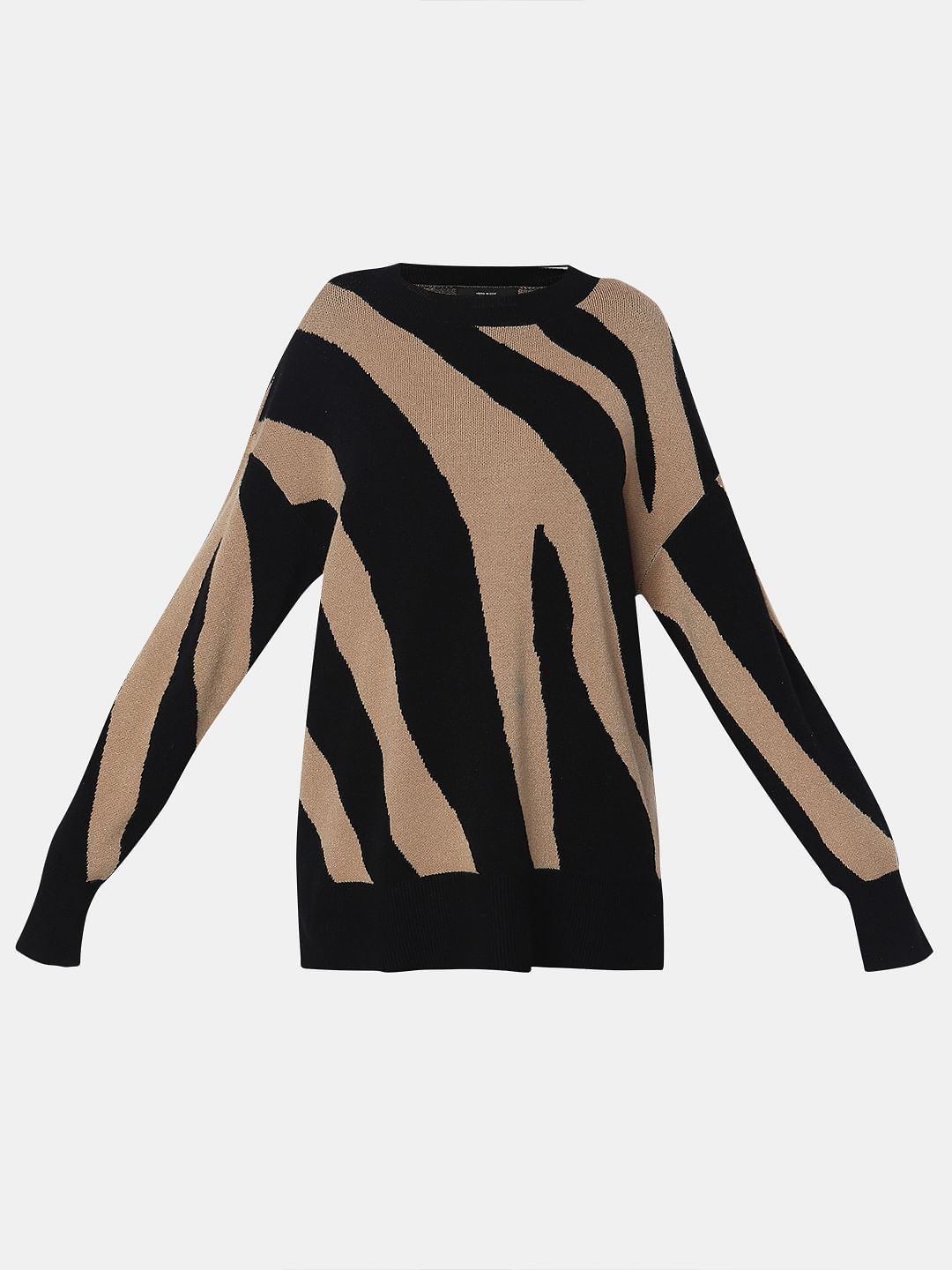 Black Abstract Print Long Pullover