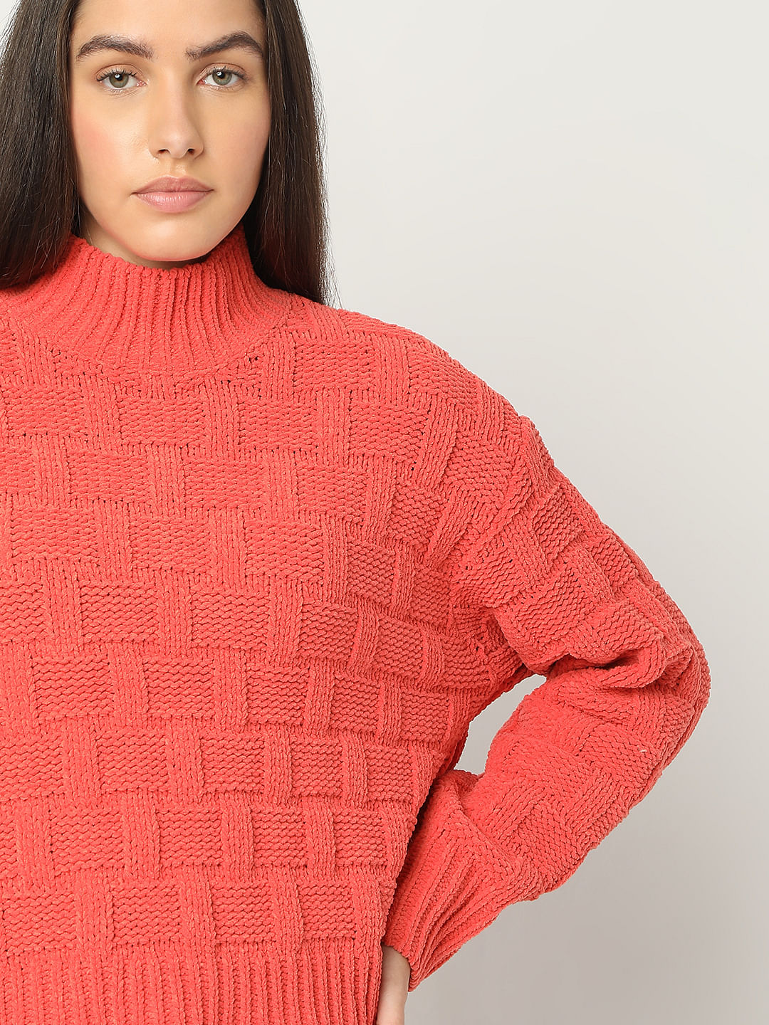 Pink High Neck Pullover