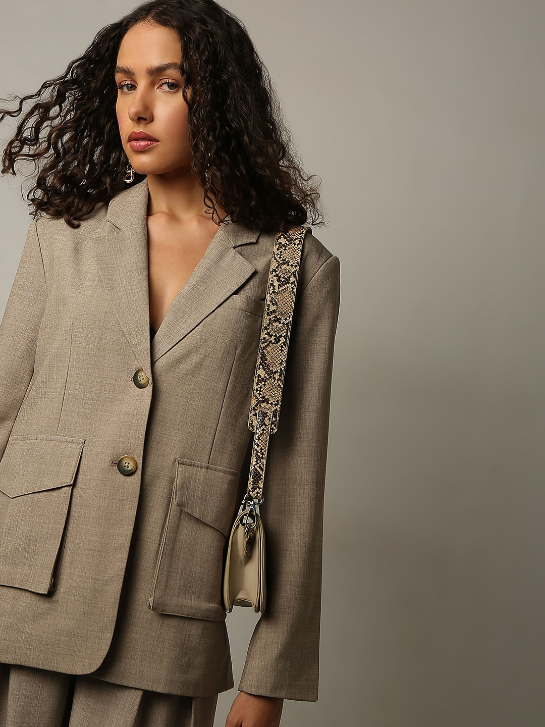 Taupe Grey Co-Ord Set Blazer