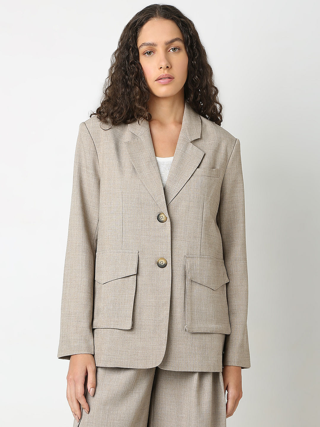 Taupe Grey Co-Ord Set Blazer