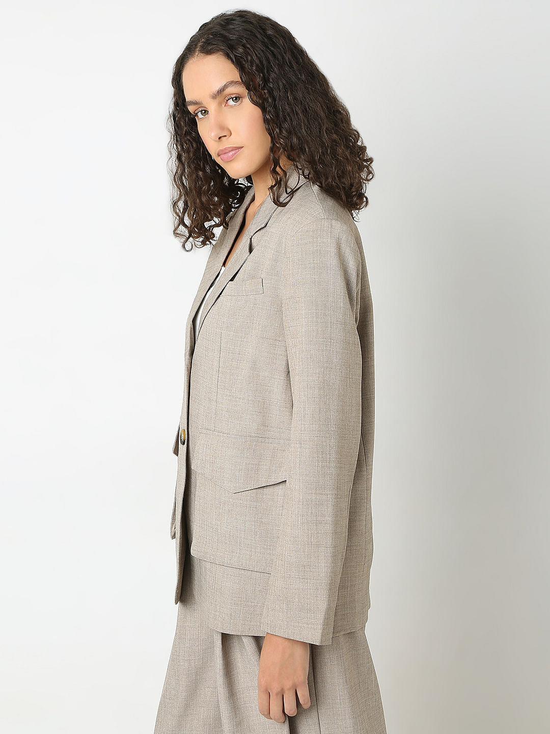 Taupe Grey Co-Ord Set Blazer