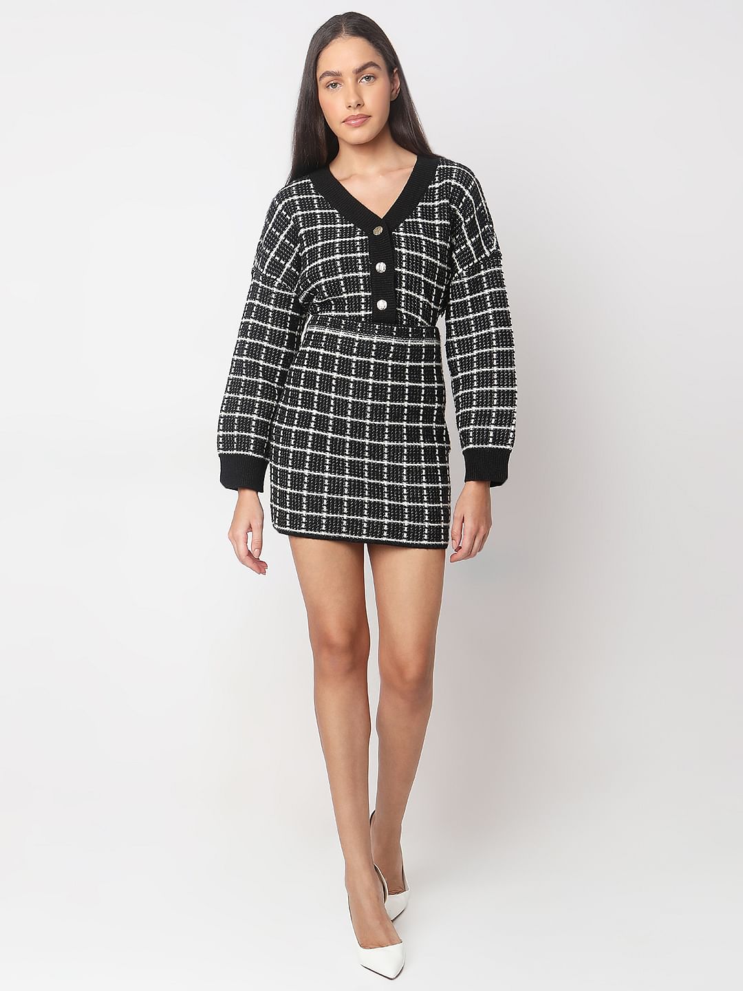 Black Jacquard Mini Skirt