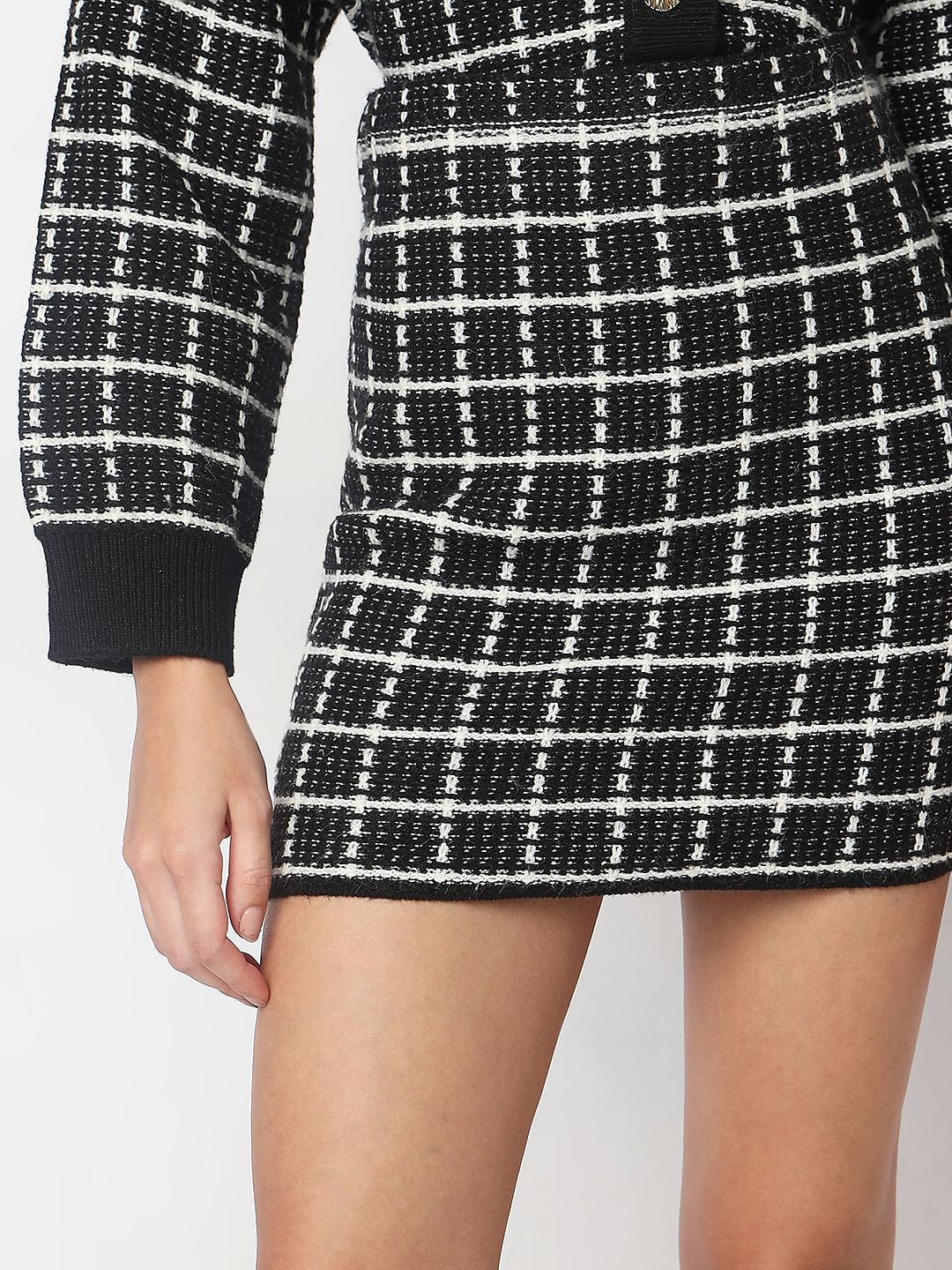 Black Jacquard Mini Skirt