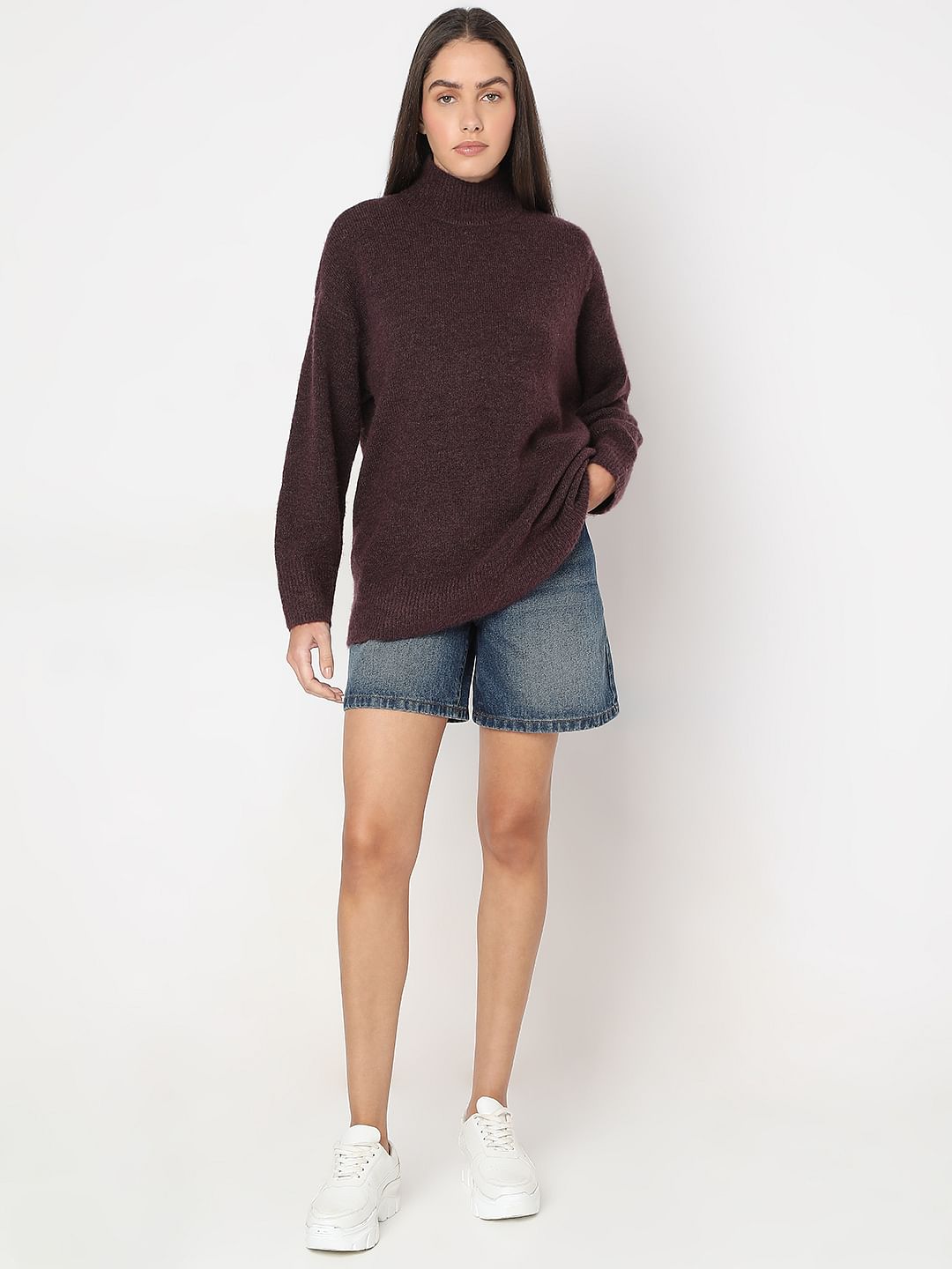 Purple High-Neck Pullover