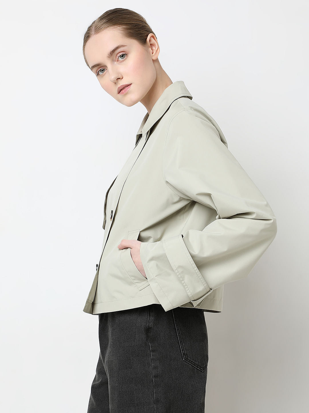 Beige Short Trench Coat