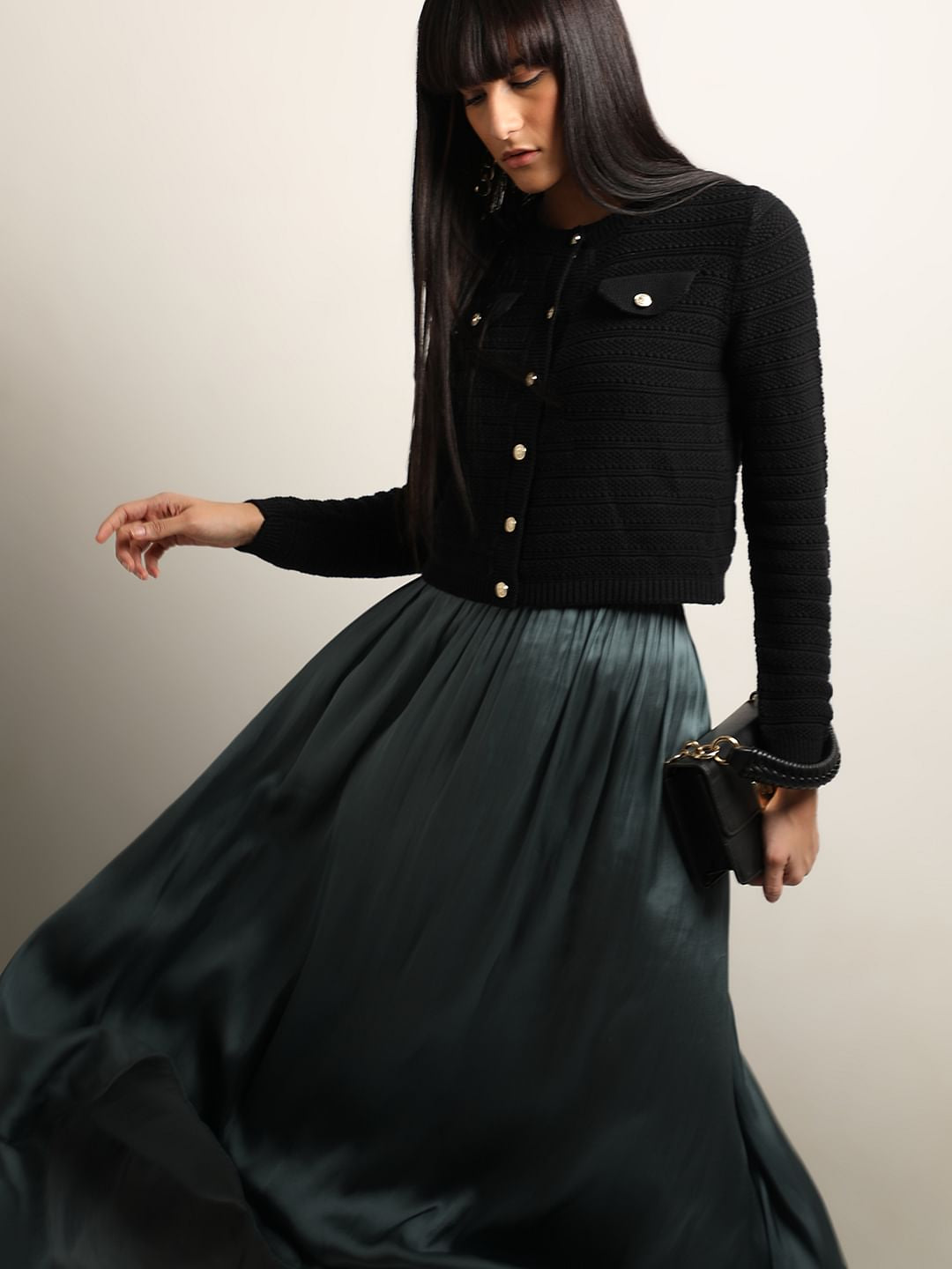 Black Buttoned Cardigan