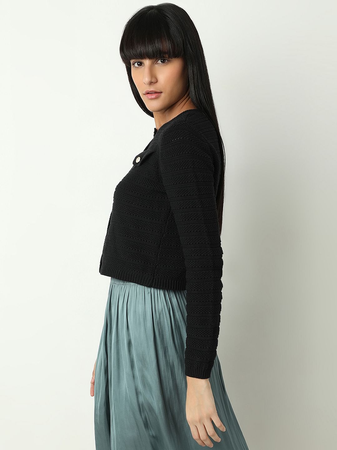 Black Buttoned Cardigan