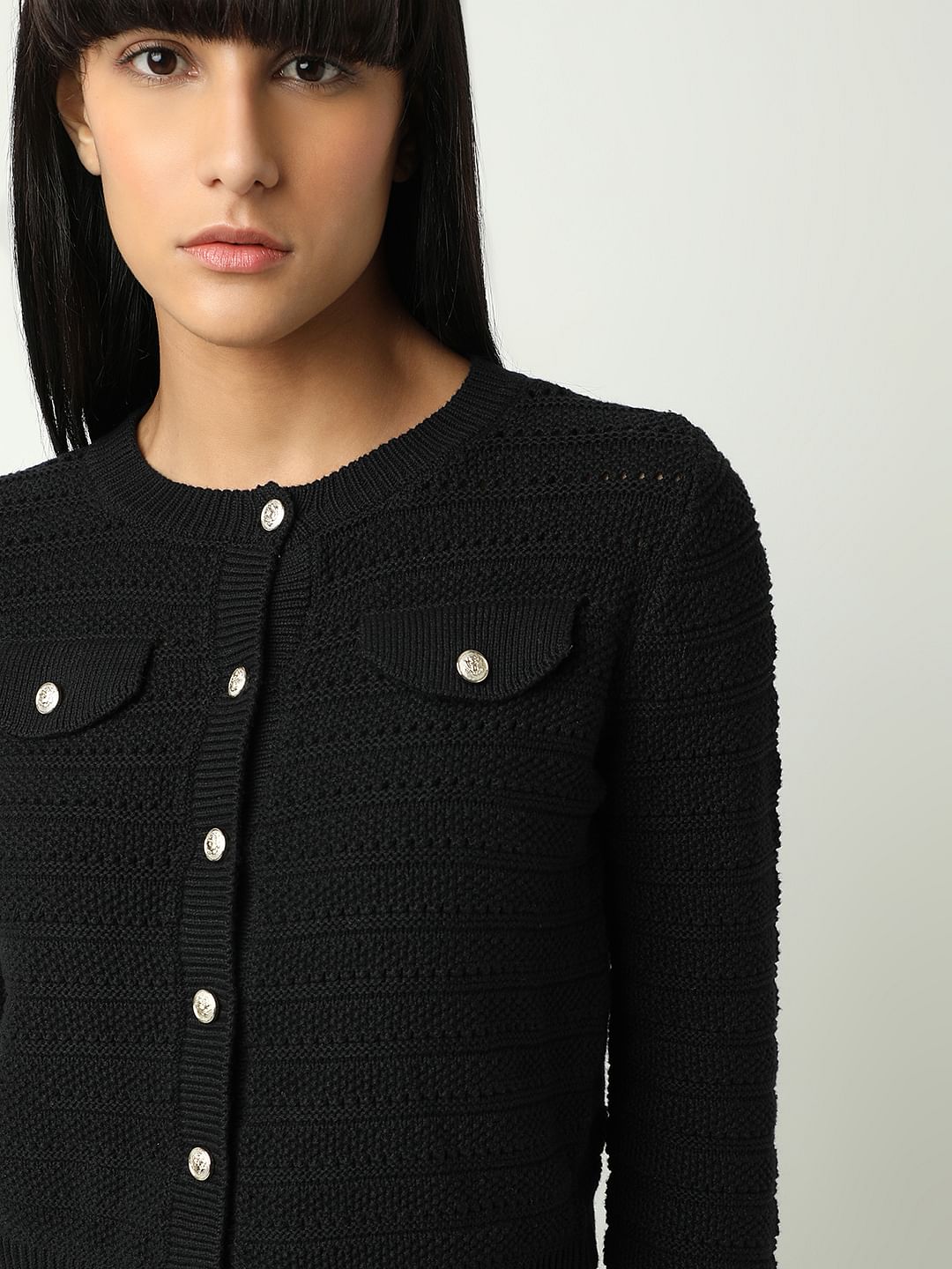 Black Buttoned Cardigan