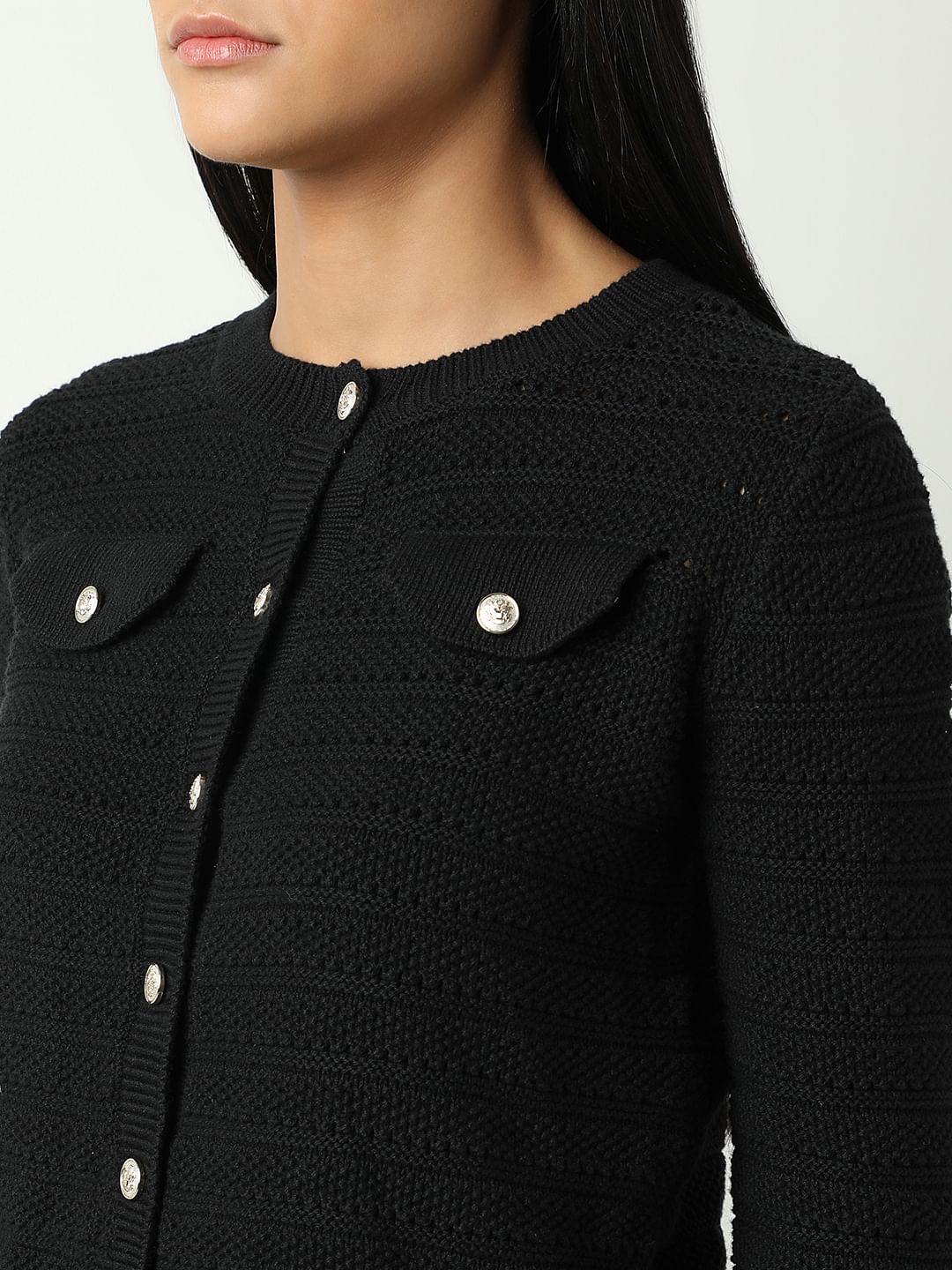 Black Buttoned Cardigan