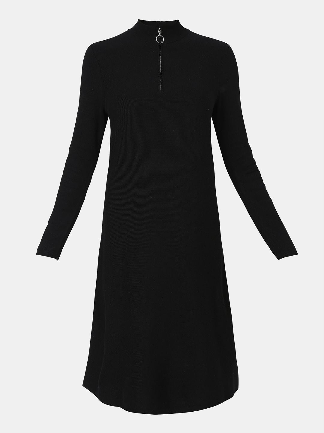 Black Zip-Neck Dress