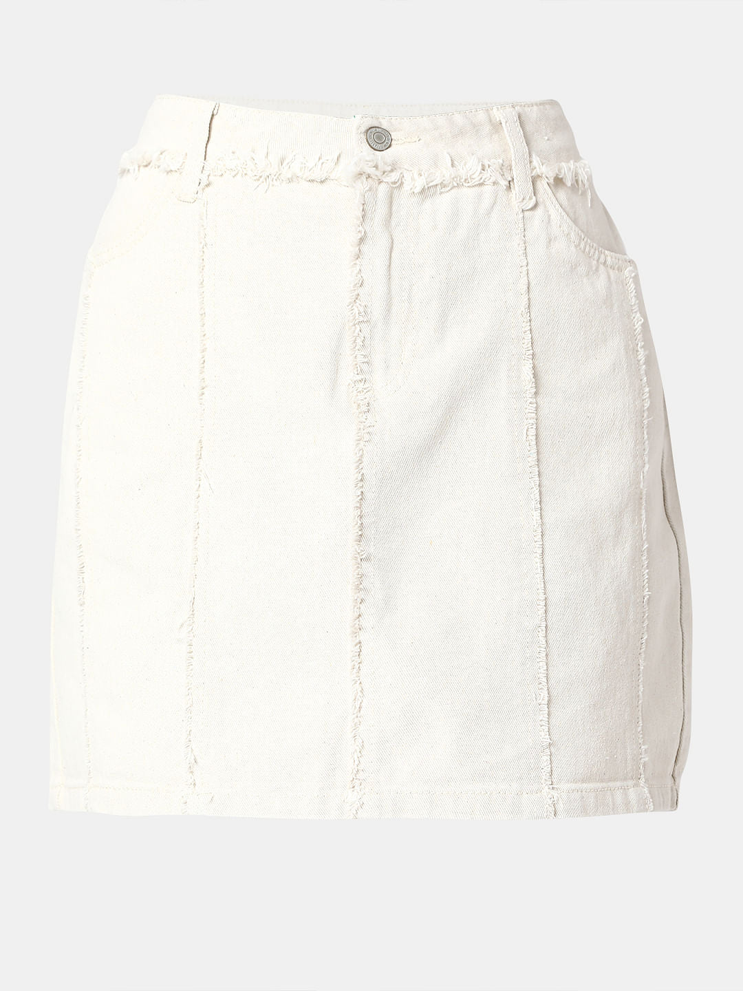White Denim Mini Skirt