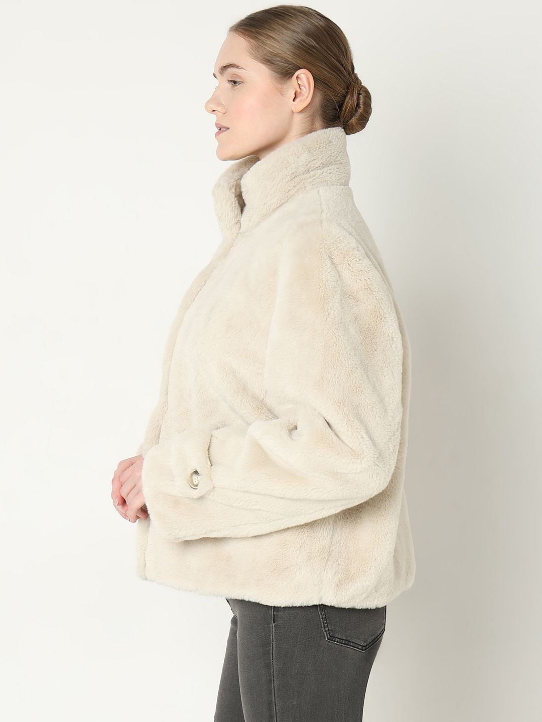 Beige Faux Fur Jacket