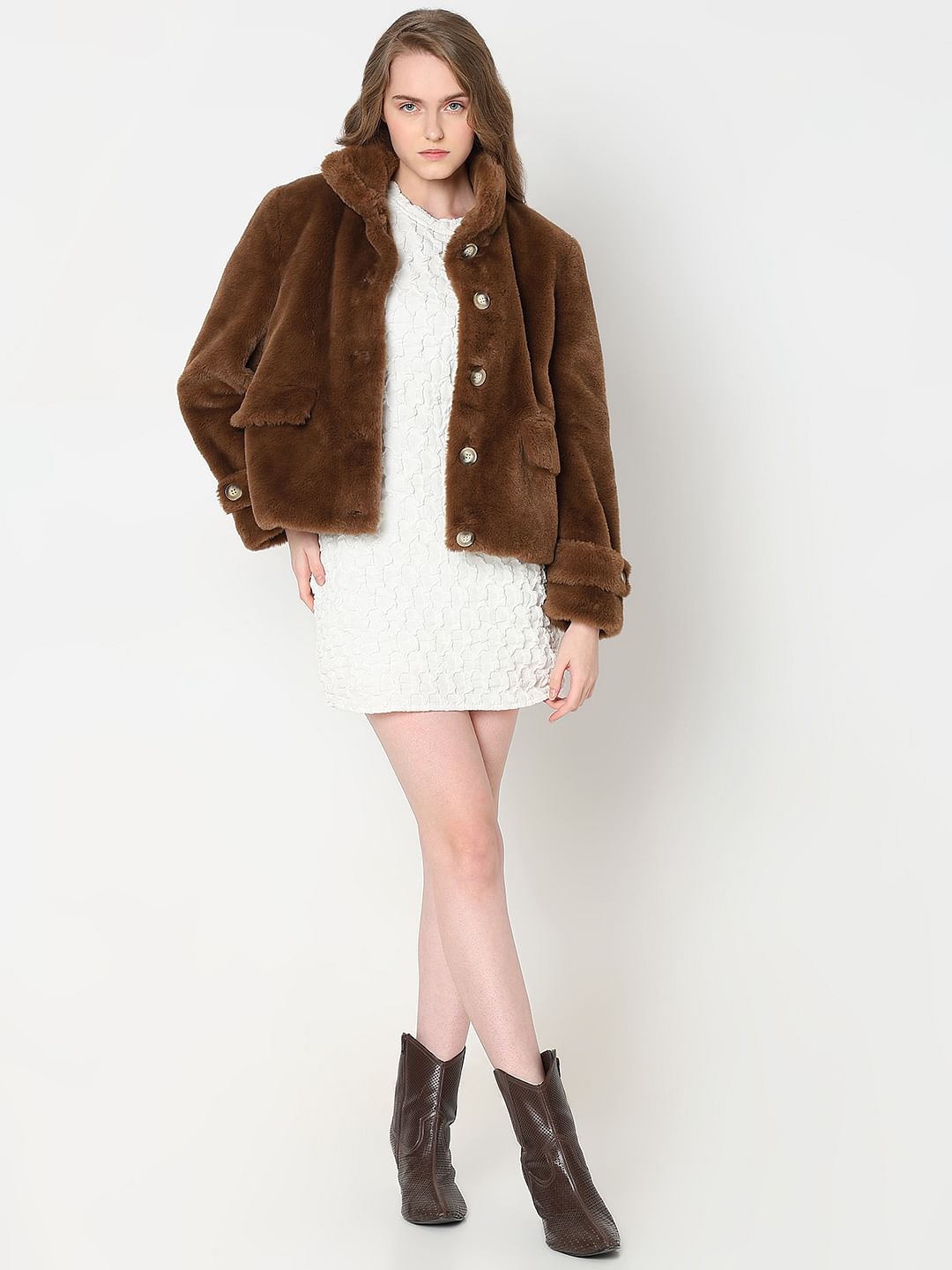 Dark Brown Faux Fur Jacket