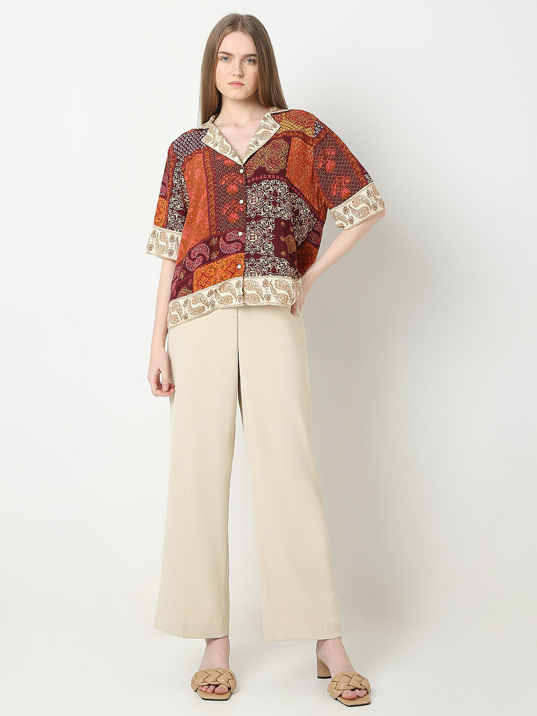 Orange Printed Shirt