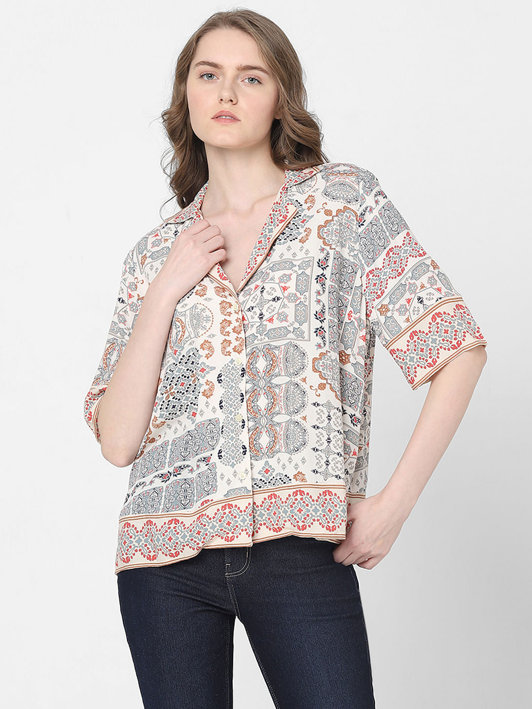 Beige Printed Shirt