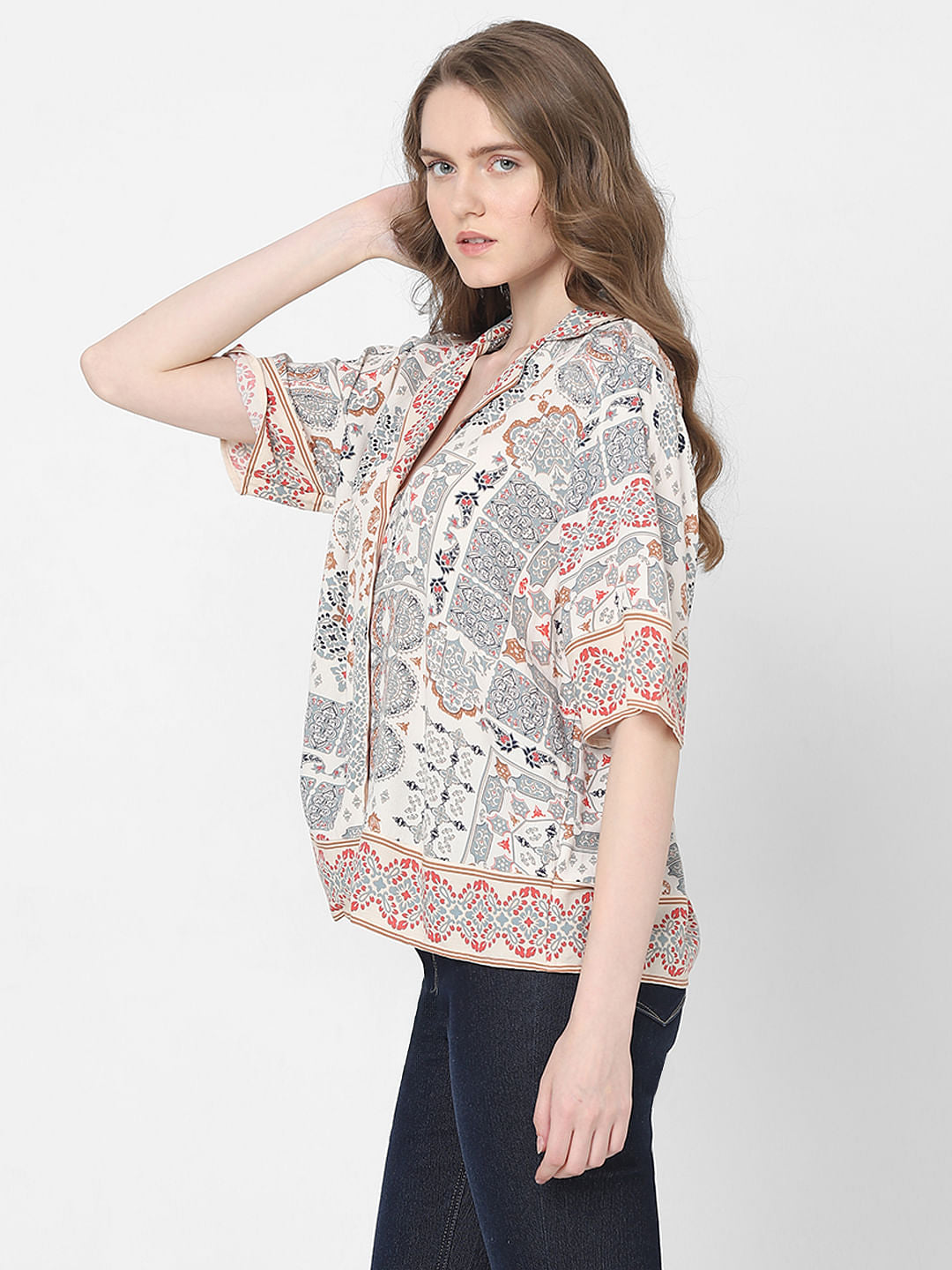 Beige Printed Shirt