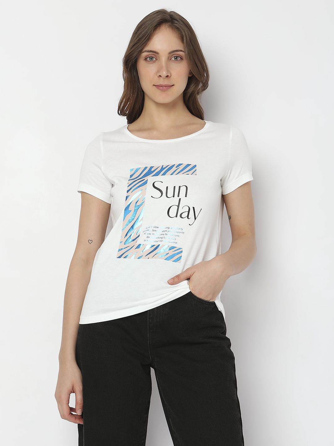White Graphic Print T-Shirt