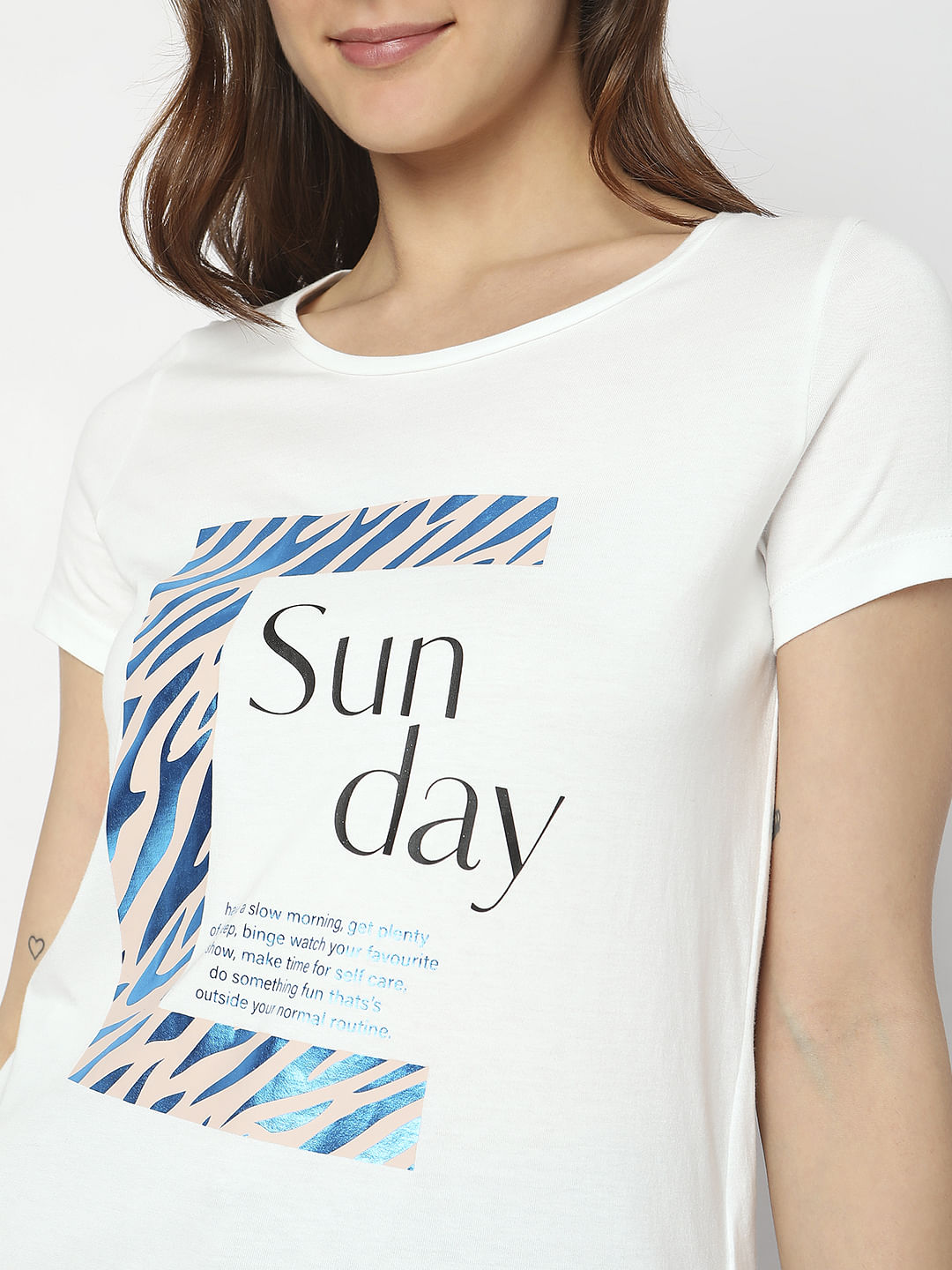 White Graphic Print T-Shirt