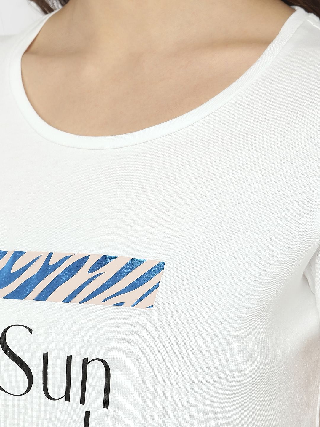 White Graphic Print T-Shirt