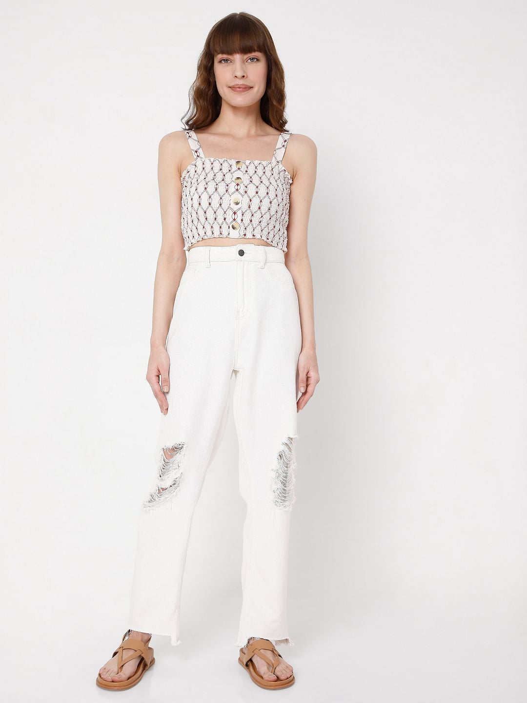 White Ripped Mom Jeans