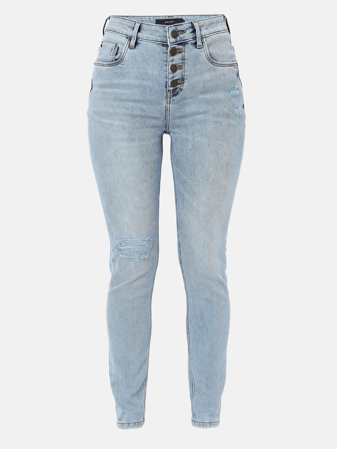 Blue High Rise Ripped Wendy Skinny Jeans