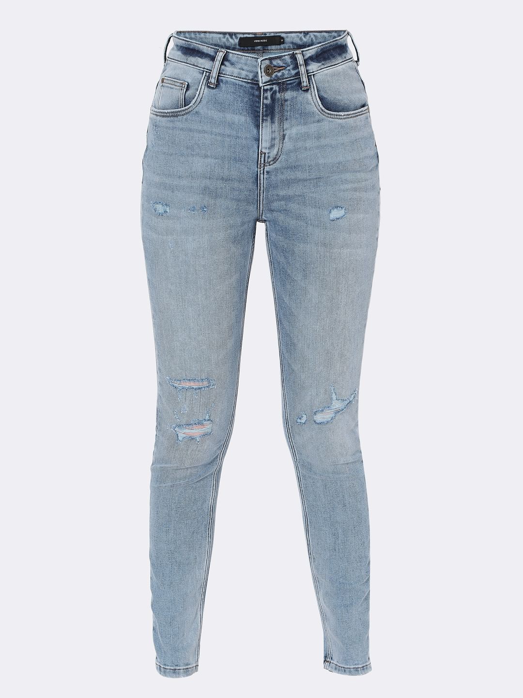 Blue High Rise Ripped Wendy Skinny Jeans