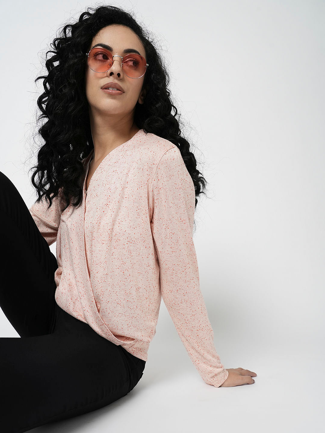I.Scenery By Vero Moda Pink Mock Wrap Top
