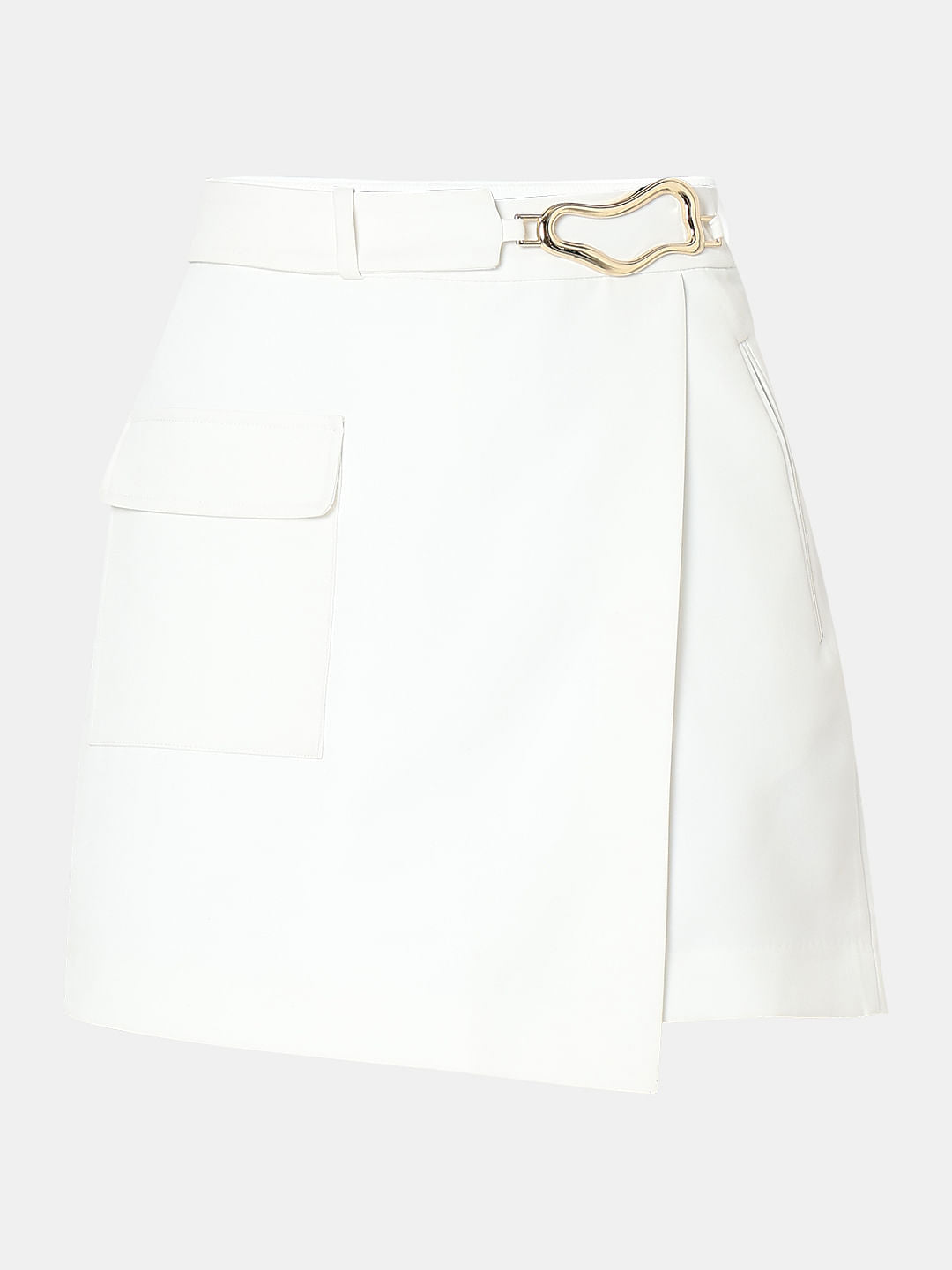 White High Rise Wrap Skorts