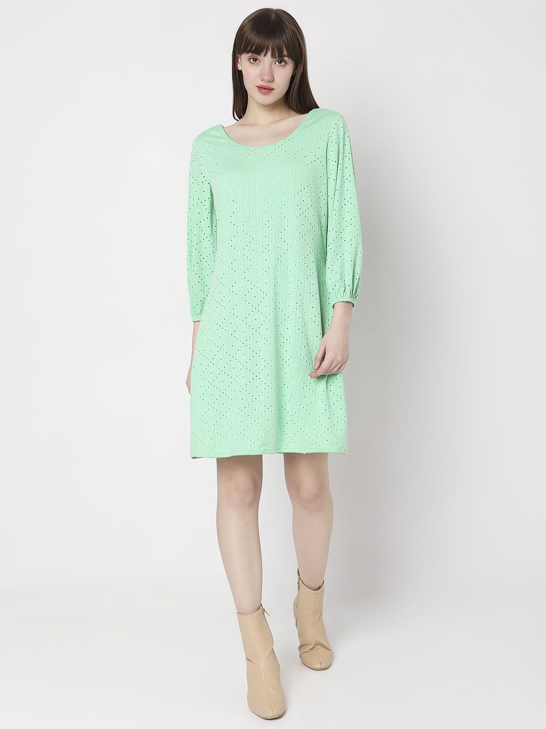 Light Green Knitted Shift Dress