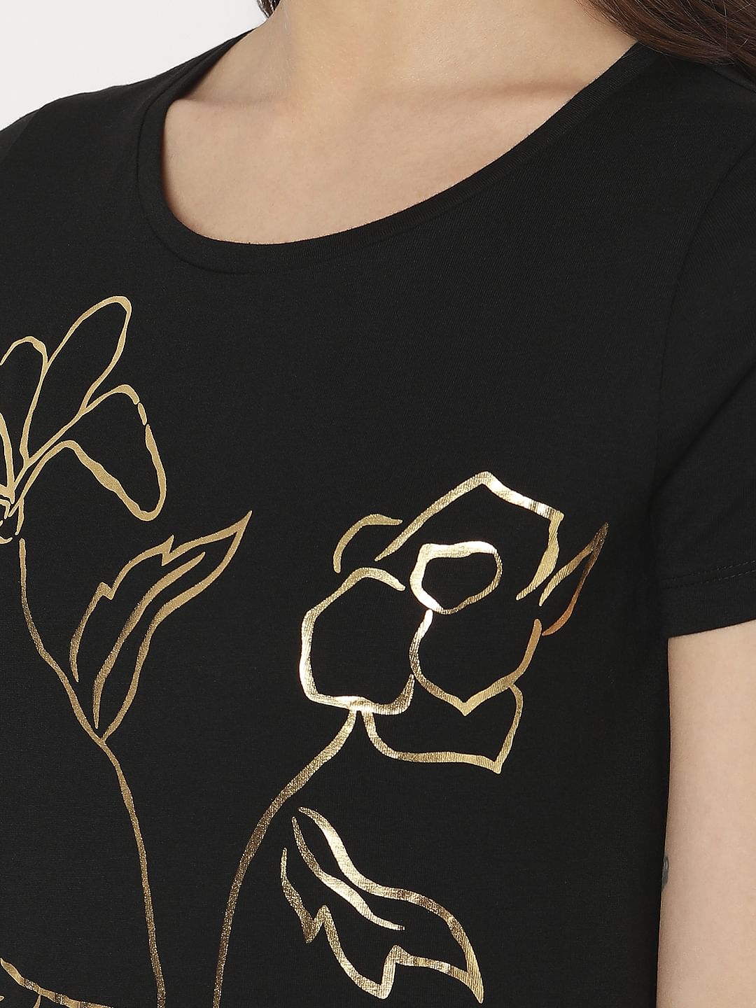 Black Foil Print T-Shirt