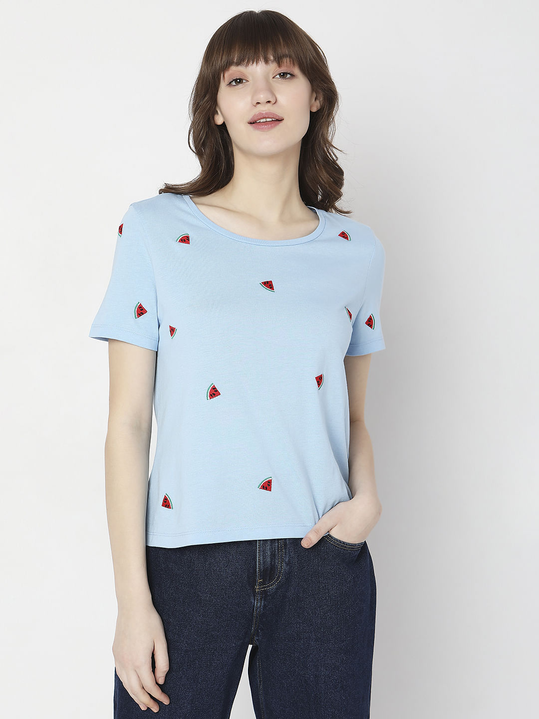 Blue Watermelon Print T-Shirt