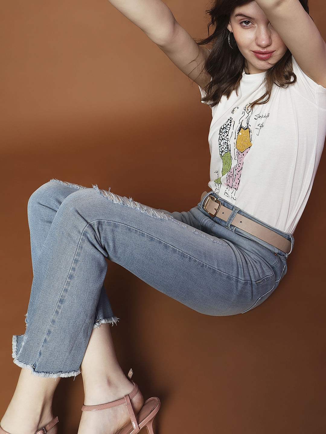 White Graphic Print T-Shirt