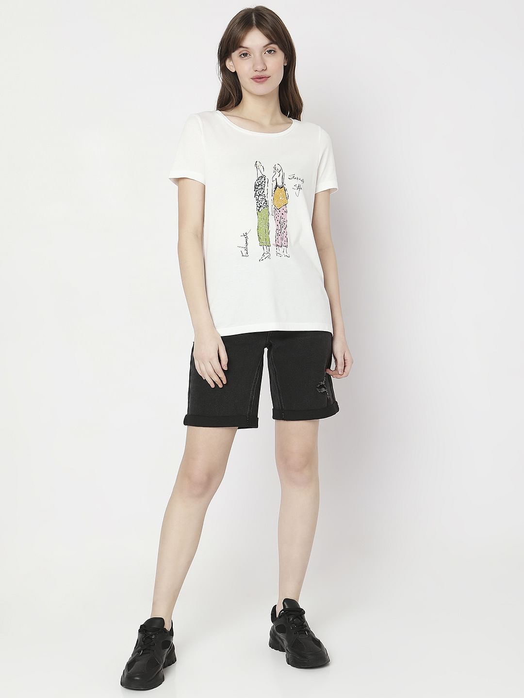 White Graphic Print T-Shirt