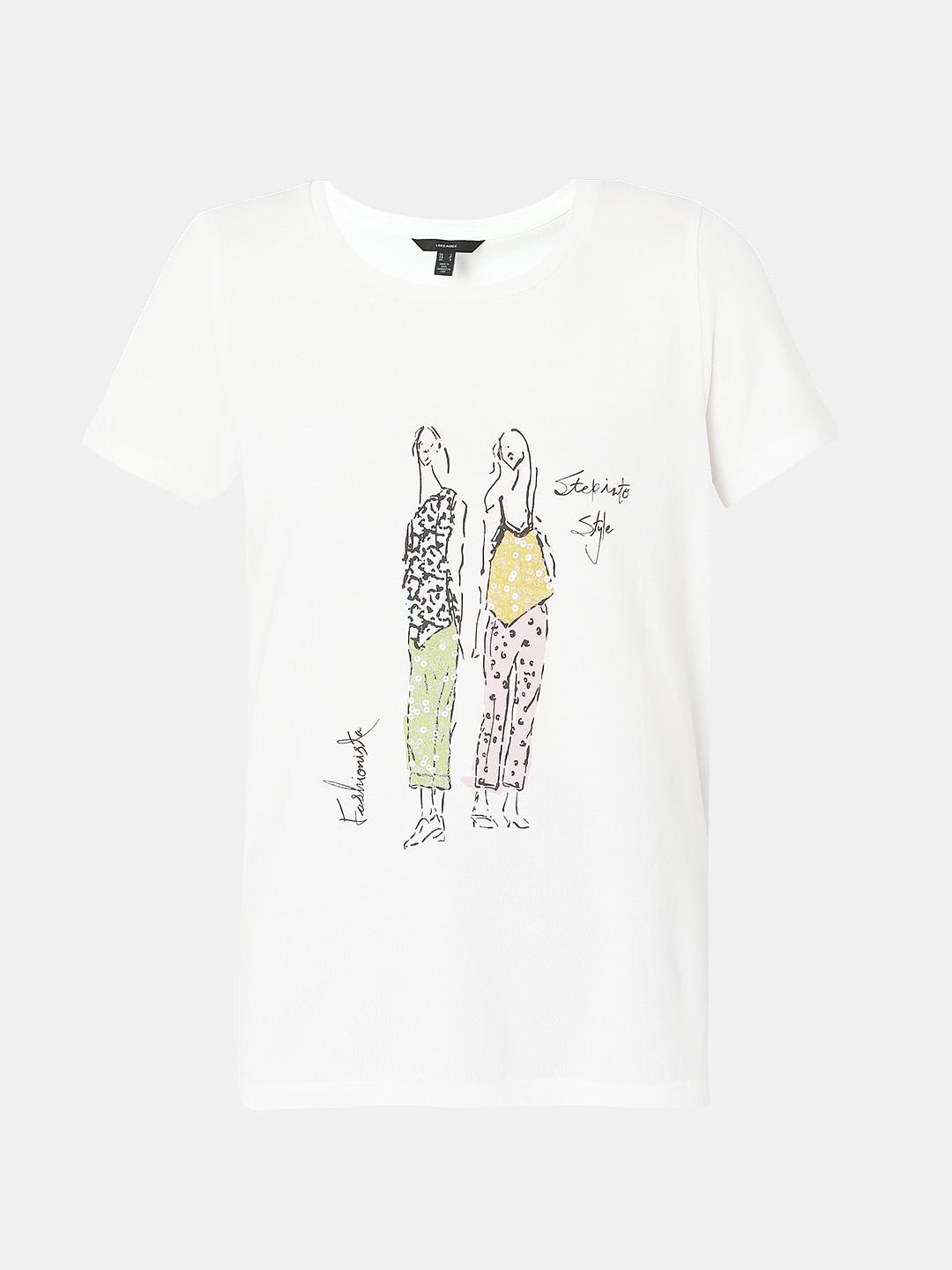 White Graphic Print T-Shirt